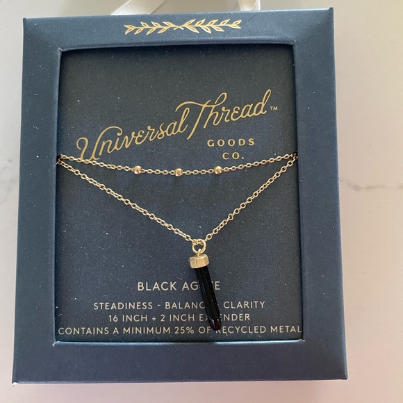 Universal Thread Jewelry - 16in black agate necklace